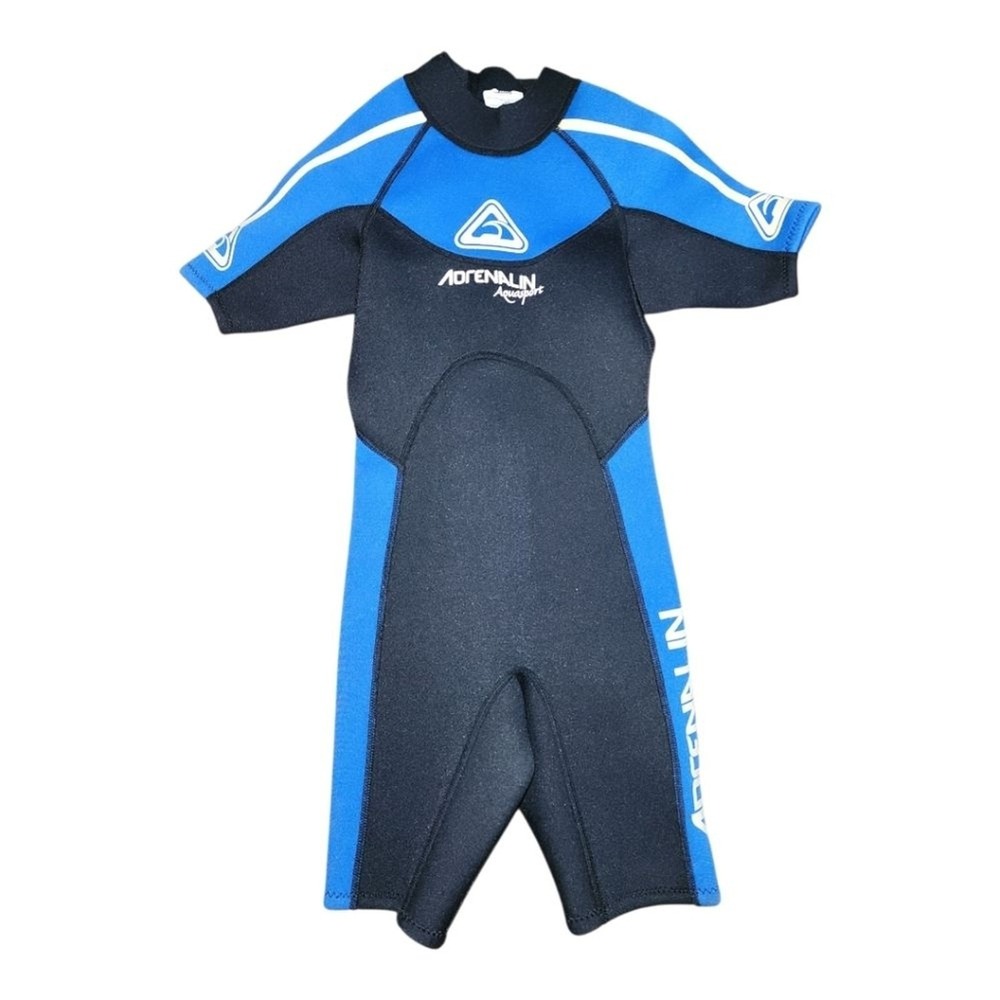 Adrenalin Aquasport Wetsuit Kids Size 8 Blue Black Short Sleeve Springsuit Swim